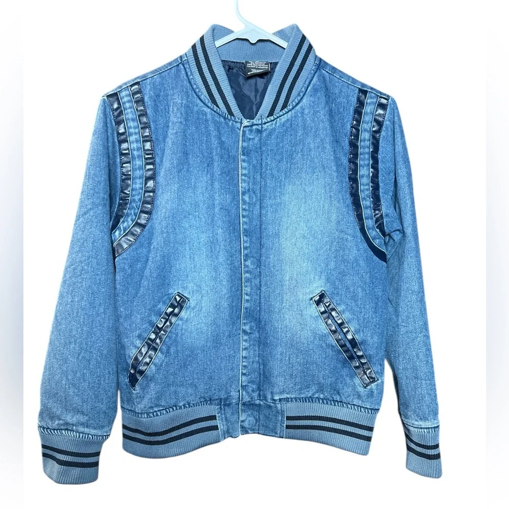 Ring of Fire big Kids Blue Jean denim varsity Jacket M